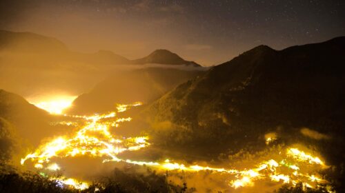 vue nocturne depuis le dolmen de Sem
